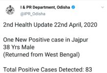 ଯାଜପୁରରେ ଆଉ ଜଣେ କରୋନା ଆକ୍ରାନ୍ତ ଚିହ୍ନଟ..